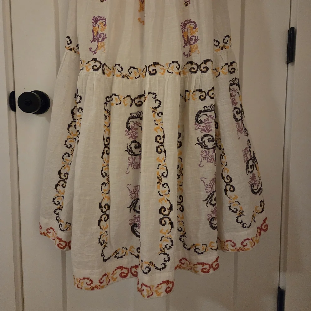 NWT Anthropologie Embroidered Halter Maxi Dress Size 12 In Ivory - Picture 8 of 14